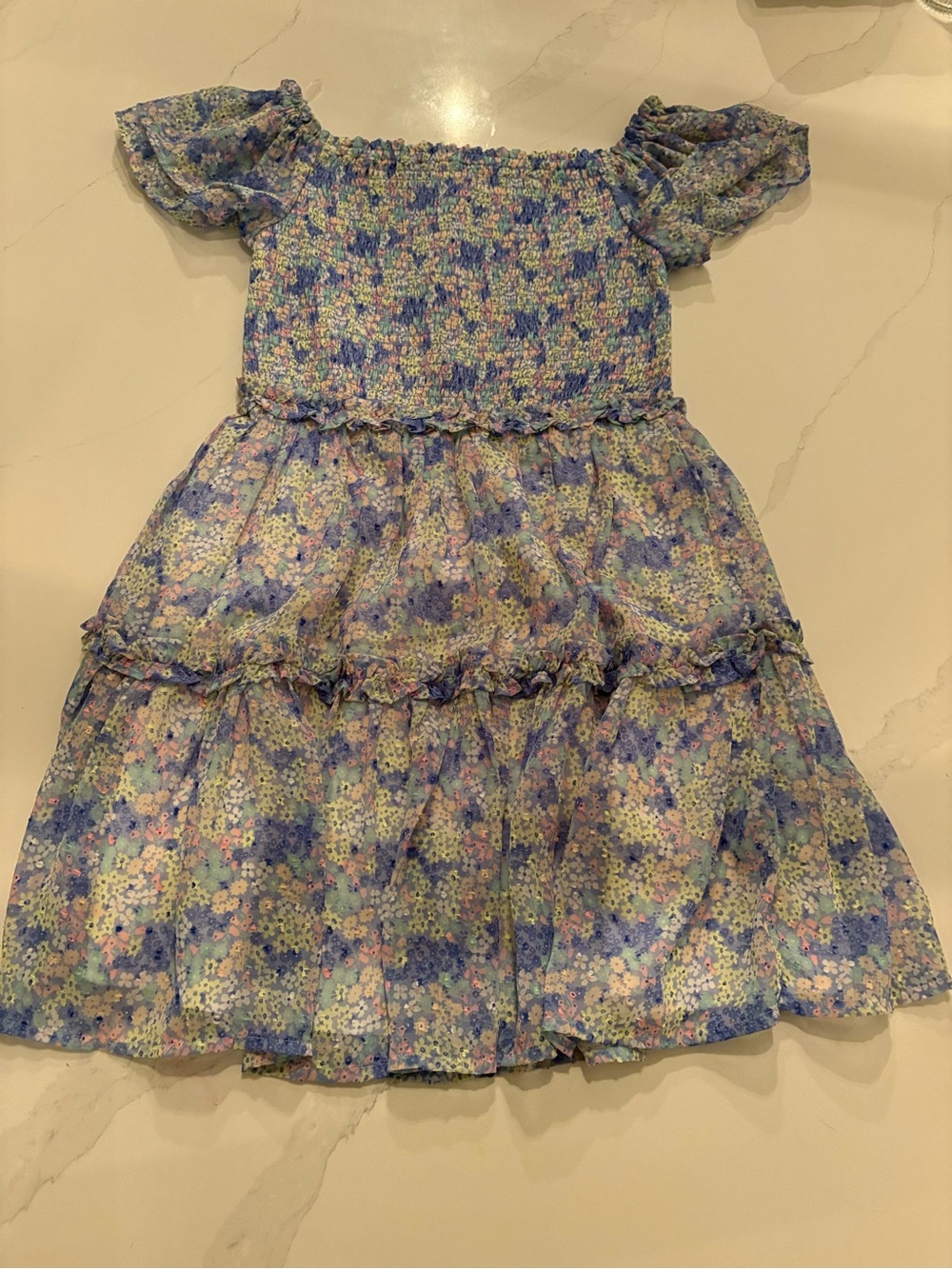Marks & Spencer Pastel Blue Floral Smocked Tier Dress